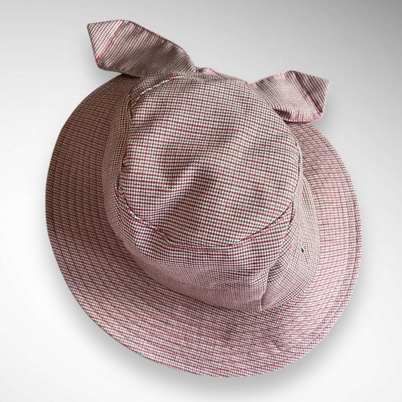 BETMAR Women's Knotted Cotton Cloche Hat Red Houndstooth | EUC - Picture 7 of 10